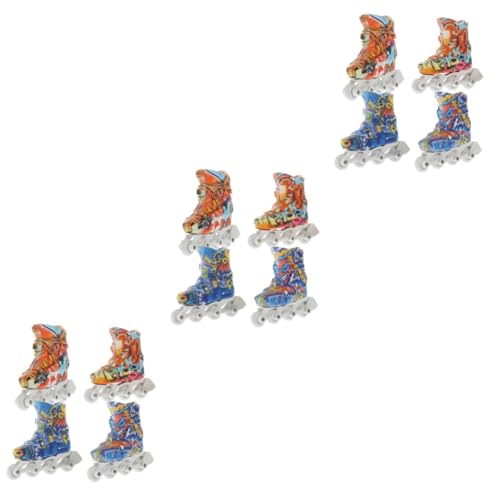 Toyvian Miniatur Rollschuhe 6 Schreibtischspielspielzeug Miniatur-Rollschuhe Rollschuhe Für Puppen Fingerspitzen-skatespielzeug Teck-Deck Finger-Skate- Griffbrett Rolle Puppenhaus Plastik von Toyvian