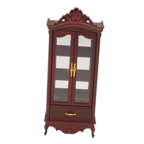 Toyvian Miniatur Weinregal Schrank Doppel Tür Miniaturmöbel Puppenhaus Möbel Europäischer Stil Französisches Wohnzimmer Micro Szene Möbel Modell von Toyvian