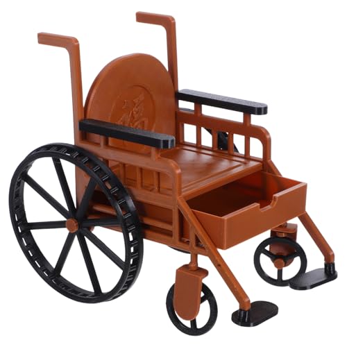 Toyvian Miniatur Wheelchair für Bjd Puppen Realistisches für Puppenhäuser Zubehör für Rollenspiele und Sammler Detailgetreue Miniaturmodelle mit Krücke Vielseitig Einsetzbar von Toyvian