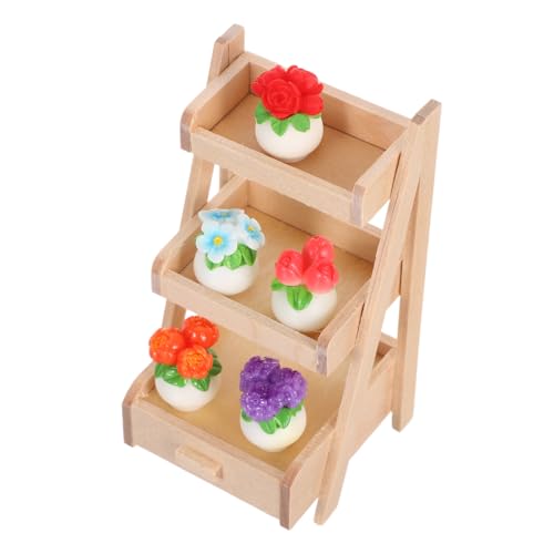 Toyvian Miniatur mit Original-holzständer Realistische Künstliche Blumendekoration für Puppenhaus Kompakte DIY-deko für Balkon und Sammler von Toyvian