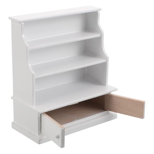 Toyvian Miniaturer Bücherregal Weißer Holz Bücherkasten für Puppenhäuser Mini Speicher und Ausstellungsregal für Kleine Bücher und Accessoires für Kinderzimmer und von Toyvian