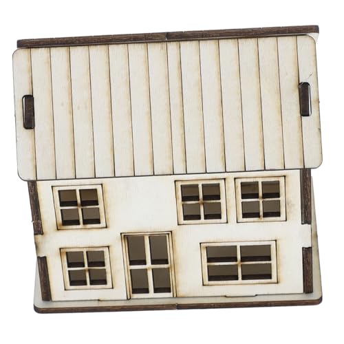 Toyvian Miniaturhaus Bastelset Basteln Machen Sie Ihr Eigenes 3D- Modell Montagehaus Diorama- -Puzzle Weihnachtsdorf-Statue Weihnachtsdorf Zubehör Hausmontagemodell Holz Beige von Toyvian