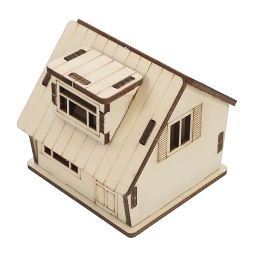 Toyvian Miniaturhaus Holzhaus Modell Puppenhaus Set lernspielzeug holzspielzeug winziges -Modellbausatz Kindermöbelzubehör Holzhausfiguren hölzern Khaki von Toyvian
