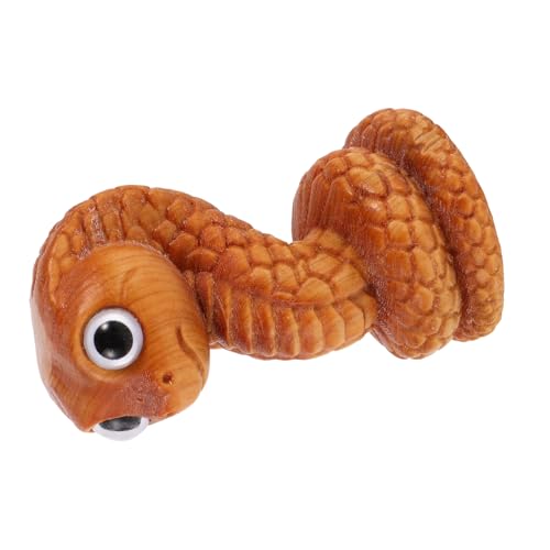 Toyvian Holzfigur Große Augen Schlange Handgeschnitzt Miniaturskulptur Als Dekoration Für Jahr Der Schlange Einzigartiges Chinesisches Zodiac Tierornament Für Zuhause Und Büro von Toyvian