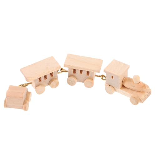 Toyvian Mini-Holzeisenbahn Zugverzierungen aus Holz Puppenhaus-Ornament Kinderspielzeug Spielzeuge Spielset aus Holz Mini-Hausaccessoire Holz-Cartoon-Zug-Schmuck Schreibtisch schmücken von Toyvian