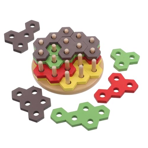Toyvian Montessori Holzburger Stapelspielzeug Puzzle für Feinmotorik Frühkindliche Bildung Holzbauklötze für Kleinkinder für Jungen und Mädchen Fördert Problemlösungsfähigkeiten und von Toyvian