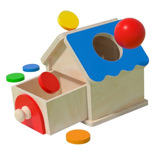 Toyvian Montessori Holzspielzeug Motorik Lernspielzeug mit Farb und Formsortierung Objektpermanenz Box für Junge Mädchen Fördert Feinmotorik Konzentration und Farberkennung Kompaktes von Toyvian