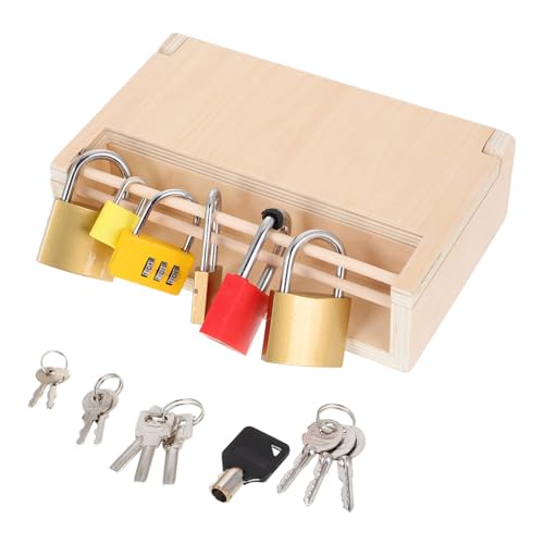 Toyvian Montessori Holzspielzeug Set Kleines Vorhängeschloss mit Schlüssel Konzentrationsförderndes Lernspielzeug für Vorschulkinder zur Hand Auge Koordination und Logischem Toyvian Montessori Holzspielzeug Set Kleines Vorhängeschloss mit Schlüssel Konzentrationsförderndes Lernspielzeug für Vorschulkinder zur Hand Auge Koordination und Logischem von Toyvian