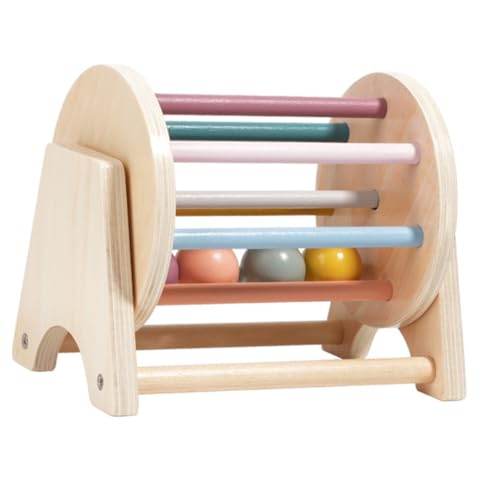 Toyvian Montessori Holzspielzeug Textiltrommel Bunt Motorische Entwicklung Kognitives Lernspielzeug für Langlebig Sicher Fördert Hand Auge Koordination und Kreativität von Toyvian