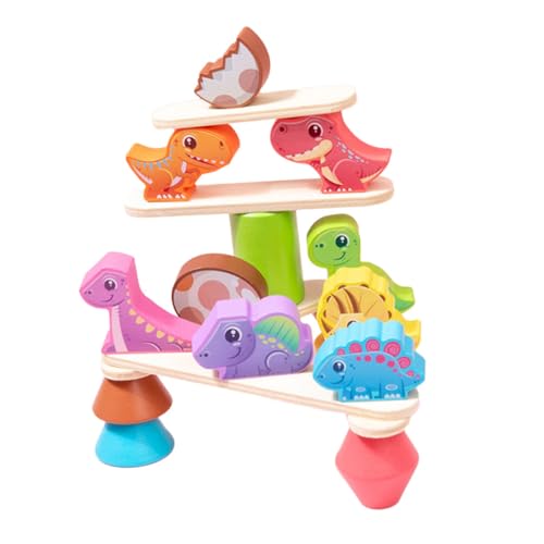 Toyvian Multifunktionales Holzspielzeug Dinosaurier Balance Stapelspiel Lernspielzeug für Geschicklichkeit Hand Auge Koordination und Sozialer Interaktion von Toyvian