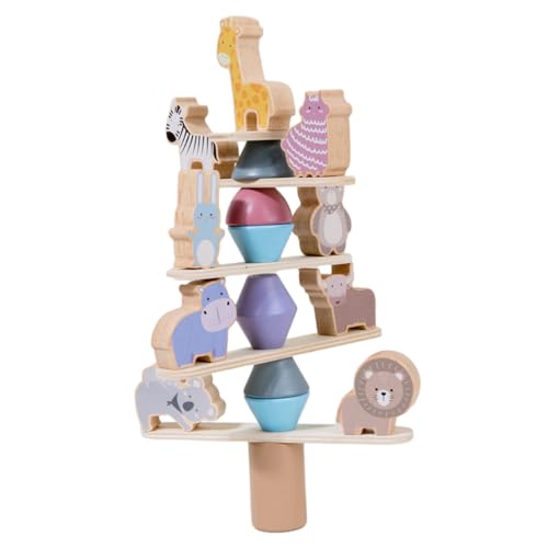 Toyvian Multifunktionales Holzspielzeug mit Bunten Tierfiguren Stapelbar und Stabil Fördert Feinmotorik und Soziales für Familien Langlebig und Pädagogisch von Toyvian