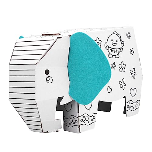 Toyvian Origami - tierpuzzle zabawki stymulujące rozwój Elefantenmodell Graffiti- Puzzle- zum Ausmalen 3D-Elefanten-Puzzle-Block zum Ausmalen Papier Weiß von Toyvian