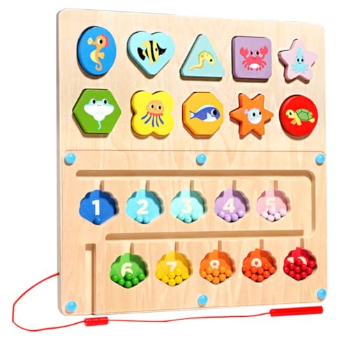 Toyvian Ozeanperlenstift Nummern passendes Kleinkind rätsel rätsel Zahlenlernspielzeug für Kleinkinder Farbpassungsspielzeug Farbsortierspielzeug hölzern Bunt von Toyvian