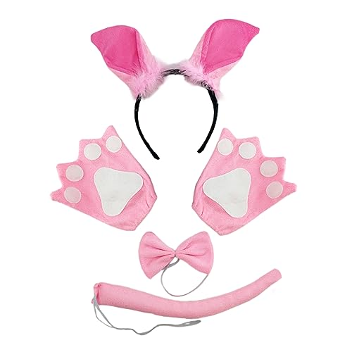 Toyvian Pig Kostüm Set mit Süßem Schwein Stirnband Fliege und Handschuhen Weiches Material Vielseitig für Halloween Karneval Bühnenauftritte und Party Cosplay Wiederverwendbar und von Toyvian