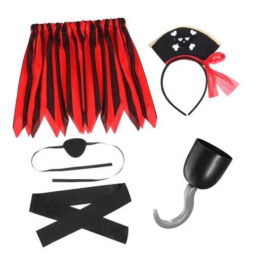 Toyvian Piratenkostüm mit Rock Hut und Augenklappe Komplettes Halloween Verkleidungskostüm für Jährige Bequeme Passform und Einfaches Ausziehen für Party und Rollenspiele von Toyvian