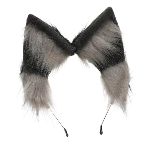 Toyvian Plüsch Wolfsohren Stirnband Kuscheliges Tierohren Haarband Damen Haarreif Halloween Weihnachtsfest Partyaccessoire von Toyvian