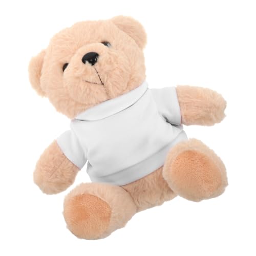 Toyvian Plüschbär Klein Kuschelig mit Leerem T Shirt für DIY Sublimation Geburtstag Weihnachten Sammler Dekoration und Kuscheltier für Erwachsene von Toyvian