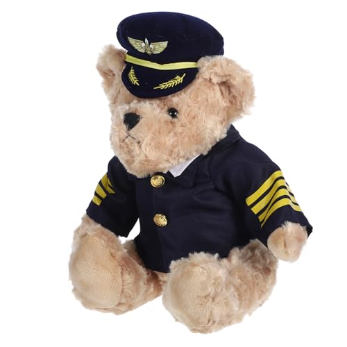 Toyvian Plüschbär mit Pilotuniform Weiches Kuscheltier Süßes Stofftier als Kreative Partydeko und Originelles für Hochzeit Geburtstag Festtagsfeier von Toyvian