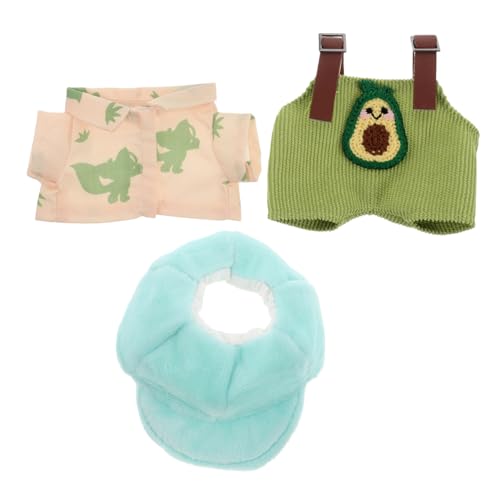 Toyvian Modisches Mini-Puppen-Outfit Plüsch-Avocado-Overall Mützen-Set Puppenzubehör Baby-puppenkleidung von Toyvian