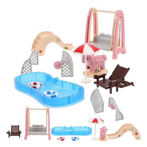 Toyvian Pool-Spielset – Pool Mit Rutsche Puppenhauszubehör Umfasst Strandstuhl Schaukel Schwimmring Hund Schwimmset Miniatur-Puppenhauszubehör Toyvian Pool-Spielset – Pool Mit Rutsche Puppenhauszubehör Umfasst Strandstuhl Schaukel Schwimmring Hund Schwimmset Miniatur-Puppenhauszubehör von Toyvian