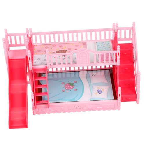 Toyvian Puppen Etagenbett Mini Schmuck Puppenmöbel Puppenhaus Puppenbett Mini Hausmöbel Mini Etagenbett Mini Möbelmodelle Mini Bett Puppenhausmöbel Miniatur Rosa von Toyvian