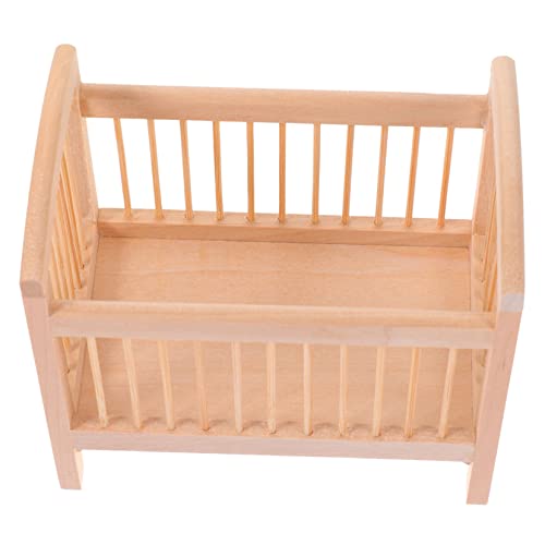 Toyvian Puppenhaus Möbel Babybett Miniatur Krippe Modell 1/12 Charmante Mini Bett Dekorative Spielzeug von Toyvian
