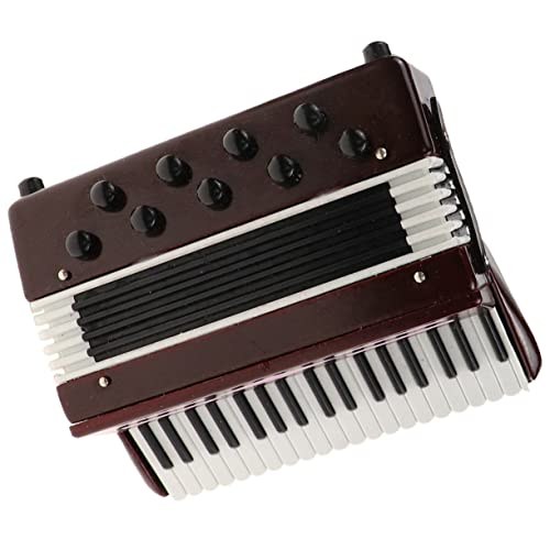 Toyvian Puppenhaus Akkordeon Ornamente Fliesen klein Akkordeonmodell Miniaturakkordeon Mini-Instrument Miniaturinstrument winzige Musikinstrumente Mini-Akkordeon Linde rot von Toyvian