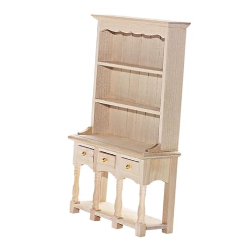 Toyvian Puppenhaus-Aufbewahrungsschrank Miniatur Mini-Puppenmöbel Figuren Mini-Puppenhaus-Bausatz dekorativer Kleiner Schrank Mini-Weinschrank-Modell Möbelmodell Birke Beige von Toyvian