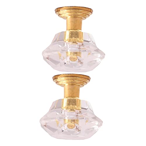 Toyvian Puppenhaus-Dekor-Lampen-Set, Miniatur-Batterie-Deckenleuchte im Maßstab 1:12, Acrylmaterial, Gold, große Pendelleuchte, 2 Stück von Toyvian