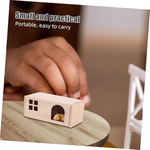 Toyvian Puppenhaus Holz Haustierhaus Set Miniatur Resin Tierfigur Dekoration für Garten und Puppenmöbel von Toyvian