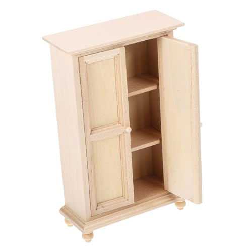 Toyvian Puppenhaus Möbelmodell Doppeltüriger Mini Kleiderschrank DIY Zubehör für Miniaturwohnzimmer Schlafzimmer Leichtes Puppenschrank Ornament Mini Haus Zubehör von Toyvian