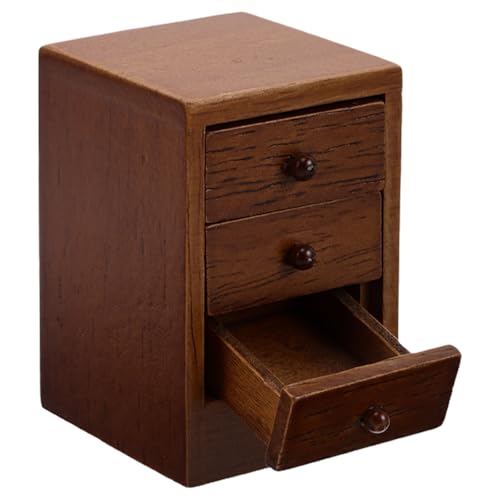 Toyvian Puppenhaus-Nachttisch: 1:12 Miniatur-Schubladenschrank, Mini-Nachttisch-Modell für Puppenhaus-Schlafzimmermöbel, Zubehör, Dekoration von Toyvian