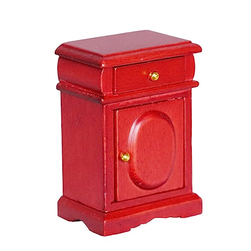 Toyvian Echtholz Miniatur Nachttisch 1:12 Maßstab Puppenhaus Möbel Vintage Nachttisch für Mini von Toyvian
