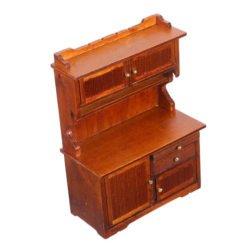 Toyvian Puppenhausmöbel Miniatur -Retro -bücherregal Bücherregal Mini Puppenstubenschrank Modell Möbel Für Puppenstubenschränke Retro Dollhouse Schrank Hellbraun Holz von Toyvian