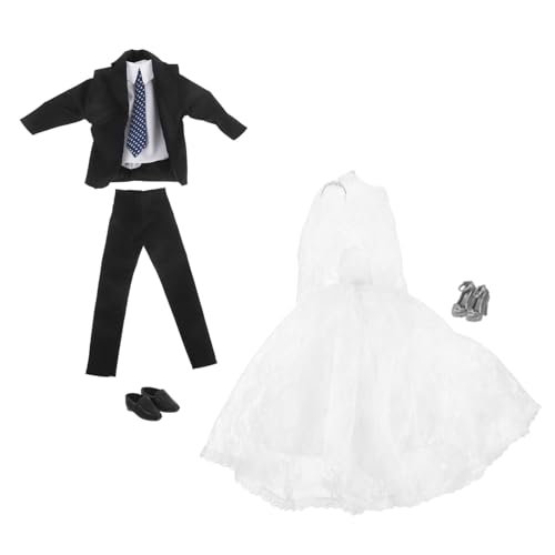 Toyvian Puppenkleider Hochzeit Brautkleid Bräutigam Anzug mit Schuhen Elegantes Puppenformalkleid für Mädchen Jungen Geburtstag Party Zubehör Toyvian Puppenkleider Hochzeit Brautkleid Bräutigam Anzug mit Schuhen Elegantes Puppenformalkleid für Mädchen Jungen Geburtstag Party Zubehör von Toyvian