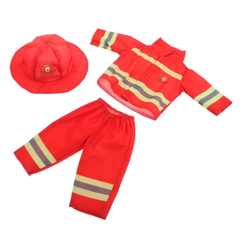 Toyvian Puppenkleidung Feuerwehrmann Kostüm mit Helm Hose Zubehör für Mädchen Puppen Rollenspiel Feuerwehr Outfit für Puppen Verkleidung von Toyvian