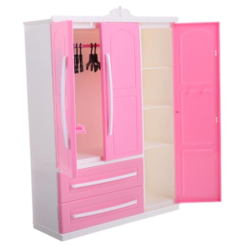 Toyvian Puppenmöbel Schrank Mit Kleiderbügeln Puppenzubehör Kleiderschrank Puppenkleidung Aufbewahrung Spielset von Toyvian