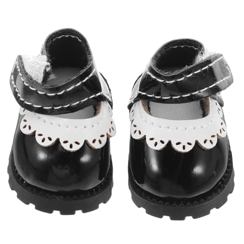 Toyvian Puppenschuhe Schwarz Leichte PU Ballerinas Für Puppen Bequeme Flats Puppenzubehör Kleidungsersatz von Toyvian