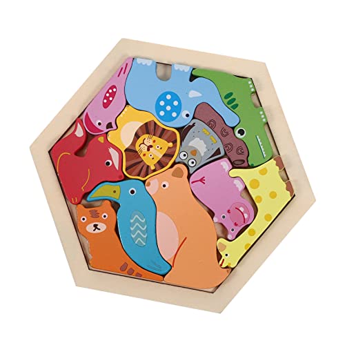 Toyvian Puzzle Tiere Holz Cartoon Puzzle Spielzeug Für Kleinkinder Tragbare Tier Früherziehungsspielzeug Junge von Toyvian