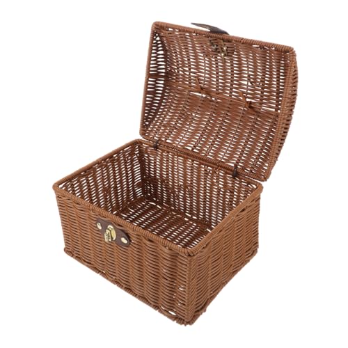 Toyvian Rattan Mahjong Aufbewahrungsbox Miniatur Imitation Rattan Dekorationsbox mit Deckel Rechteckige Geflochtene Aufbewahrungskorb im Boho Stil für Zuhause Toyvian Rattan Mahjong Aufbewahrungsbox Miniatur Imitation Rattan Dekorationsbox mit Deckel Rechteckige Geflochtene Aufbewahrungskorb im Boho Stil für Zuhause von Toyvian