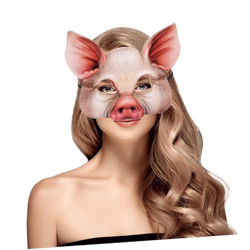 Toyvian Realistische Halloween Tiermaske Schwein Halbgesichtsmaske aus Langlebigem EVA Material für Karneval Maskenball Cosplay und Party Wiederverwendbar Gruselig und Witzig für von Toyvian