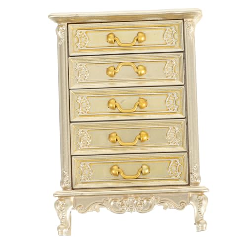 Toyvian Realistisches Miniatur Vintage Side Cabinet Puppenhaus Möbelmodell für Schlafzimmer und Wohnzimmer Detailreiches Sammlerstück und Vielseitige Dekoration von Toyvian