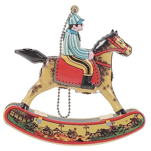 Toyvian Retro Blechspielzeug Schaukelpferd Ornament Kreative Tischdekoration für Wohnzimmer Kinderzimmer und Büro Handgefertigtes Haushalts Robust und Verarbeitet von Toyvian