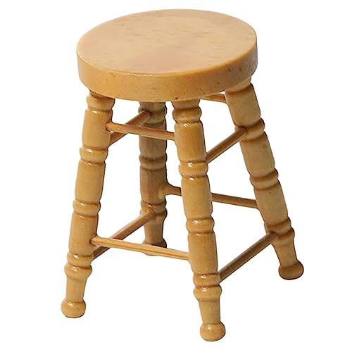 Toyvian Puppenhaus-zubehör Mini-hocker Miniatur-hocker Aus Holz 1 Stück Mini-rundhocker Für Bastelprojekte von Toyvian