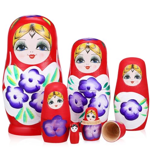 Toyvian Russische Nistpuppen, 7 Stück handgefertigte russische Stapelpuppen Holz Nistpuppen Matroschka-Puppen für Kinder Geschenke Heimdekoration (Zufällige Farbe) Toyvian Russische Nistpuppen, 7 Stück handgefertigte russische Stapelpuppen Holz Nistpuppen Matroschka-Puppen für Kinder Geschenke Heimdekoration (Zufällige Farbe) von Toyvian