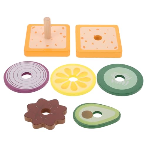 Toyvian Küchen-spielset Aus Holz Für Junge Mädchen Rollenspiel Mit Stapelbaren Lebensmitteln Pädagogisches Spielzeug Feinmotorik Und Hand-Augen-koordination Für Jungen Und Mädchen von Toyvian