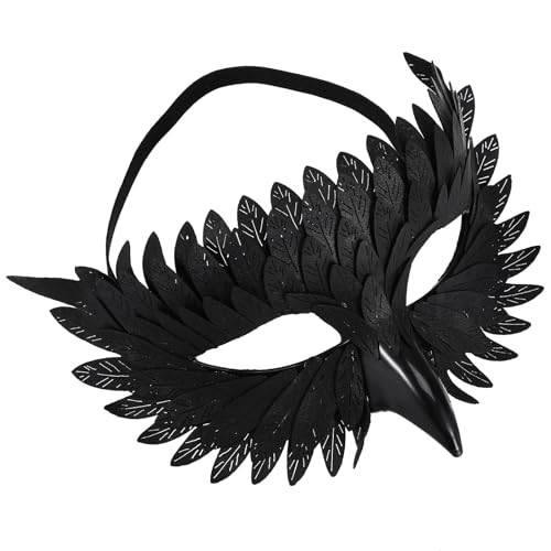 Toyvian Schwarze Krähen-maskenmaske: Halloween-halbgesichtsmaske für Damen Und Herren zum Cosplay, Eule, Krähe, Vogel, Halloween-kostümzubehör für Karneval von Toyvian
