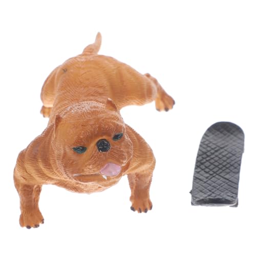 Toyvian Simulierte Hundefigur mit Skateboard Realistische Hundeskulptur Tischdeko für Zuhause und Büro für Hundeliebhaber Dekoratives für von Toyvian