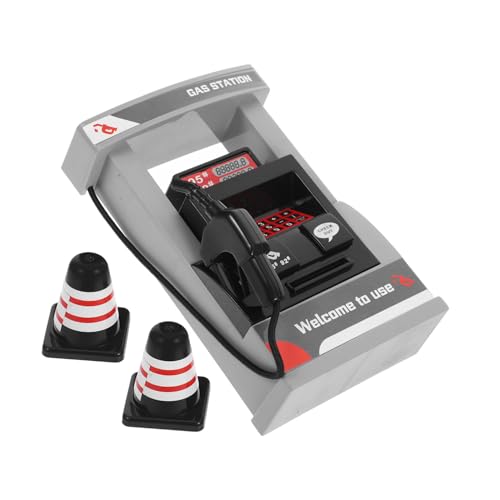 Toyvian Simulierte Tankstelle mit Straßensperren Interaktivem Sprachprompt Realistischem Design Selbstbedienungszapfsäule Kreatives Lernspielzeug für Fantasie und Motorik von Toyvian