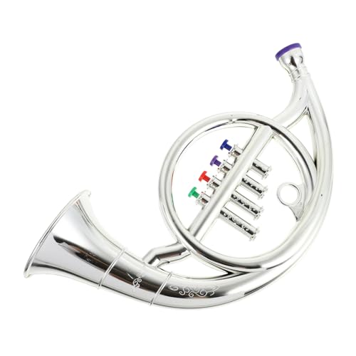Toyvian Simuliertes Französisches Horn Modell Musikinstrument Bühnenrequisiten Kreatives Lernspielzeug Glattes Kindersicheres Design Silberfarben von Toyvian